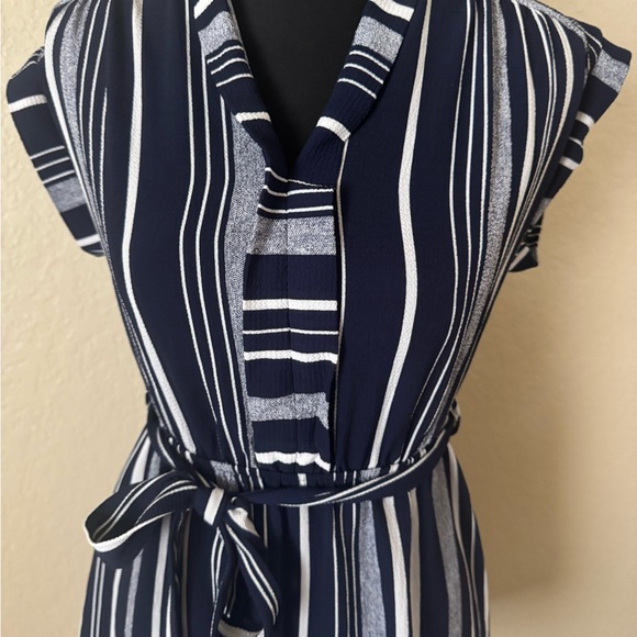 Monteau Anthropology Striped Navy and White Mini Dress - Picture 7 of 8